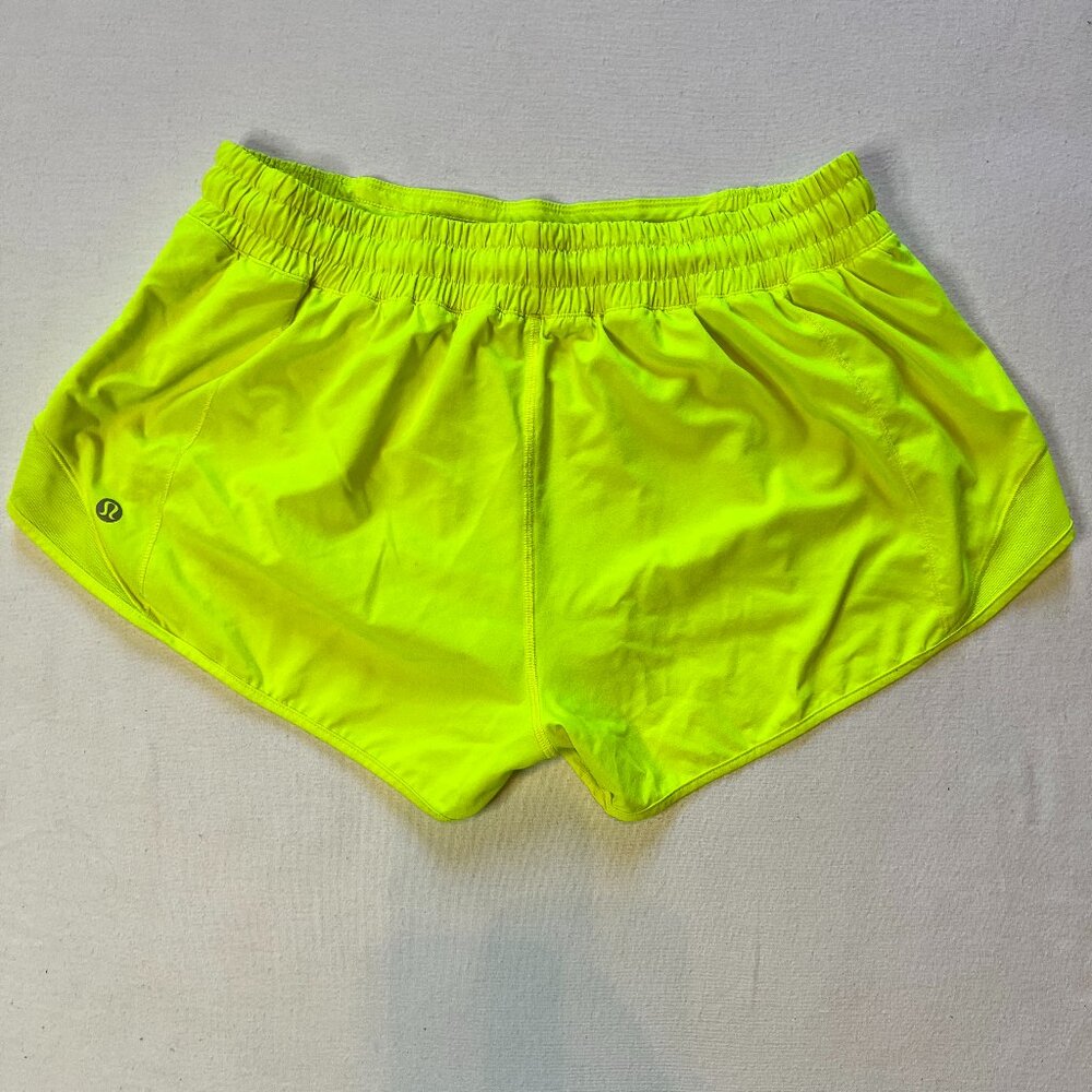 Lululemon Neon Yellow Hi Low Shorts Women Size‎ Small
